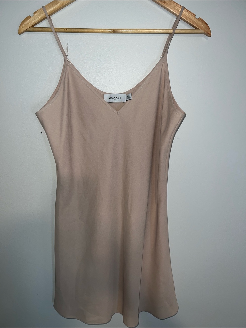 Coach Blush Beige Spaghetti-Strap Slip Dress